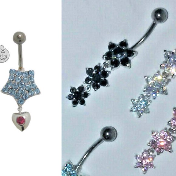 Belly ring navel body 6 pcs 925 sterling silver NT - Picture 1 of 3